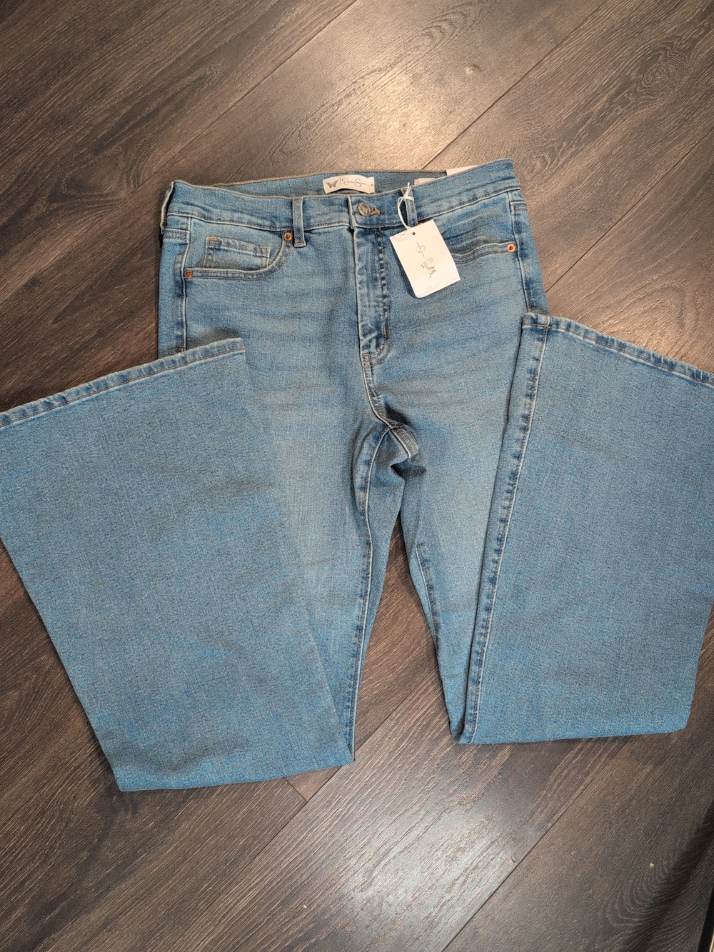 Jessica Simpson Medium Wash Wide-Leg Flare Jeans